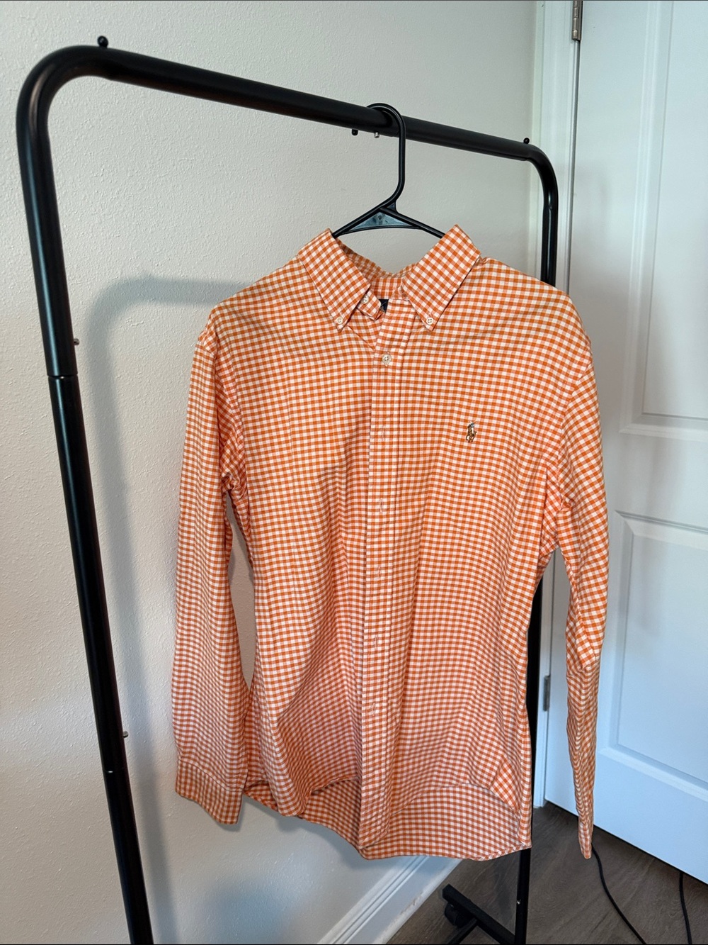 Ralph Lauren plaid orange button up shirt